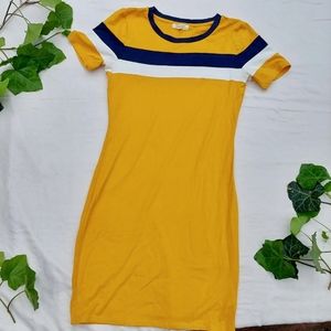 Yellow 'heart and hips' t shirt dress